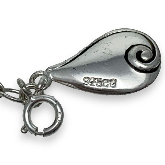 Spiral Teardrop Charm Link Bracelet | Vintage Sterling Silver 925 | 7.5" - 8.75" - Picture 5 of 7